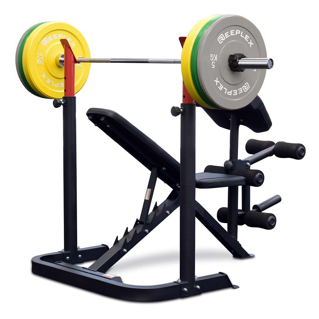 Impact Fitness BP7 + 120kg Olympic Pro Coloured Bumper Set