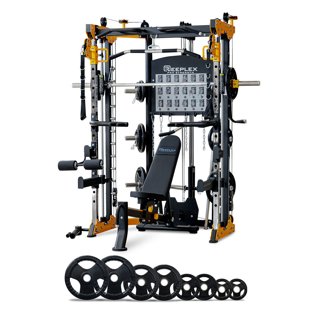 Reeplex CBT-PL Multi Station Gym + FID Bench + 100kg Weight Plates