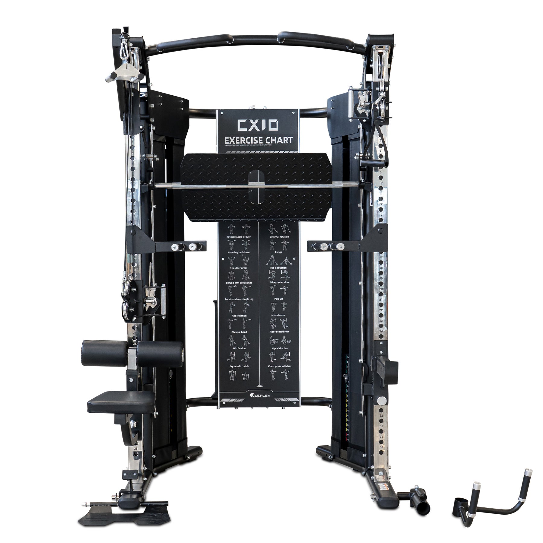 cx10 functional trainer with leg press and attachments