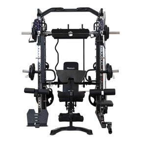 Reeplex Cx3 Multi Gym + Adjustable Bench + 100kg Weight Plates + Barbell + Leg Press + Jammer Arms