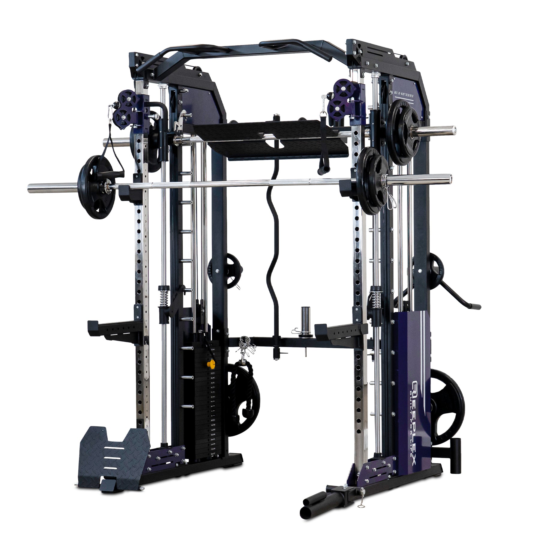 Reeplex Cx3 Multi Gym + Adjustable Bench + 100kg Weight Plates + Barbell + Leg Press + Jammer Arms