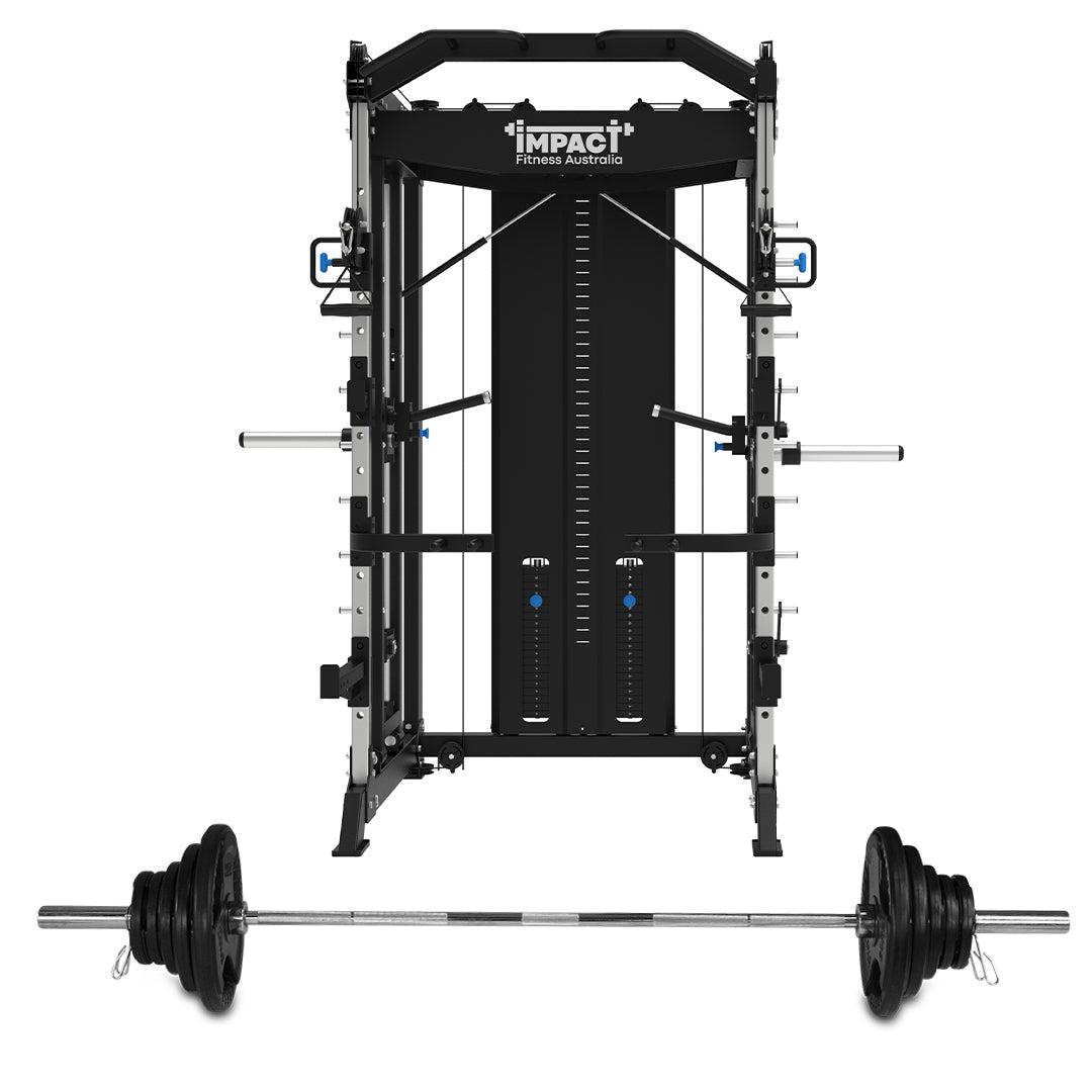 Multi-Functional Trainer with Iso-Smith Machine Bench 100kg Barbell Se