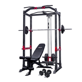 Reeplex Power Rack with Lat Pulldown + Adjustable Bench + 140kg Standard Weight Set