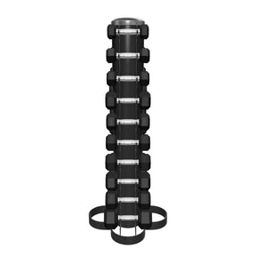 1-10 kg Rubber Hex Dumbbells + Rack