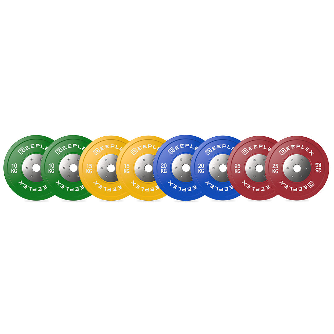 140kg Reeplex Pro Comp Coloured Bumper Weight Plate Set