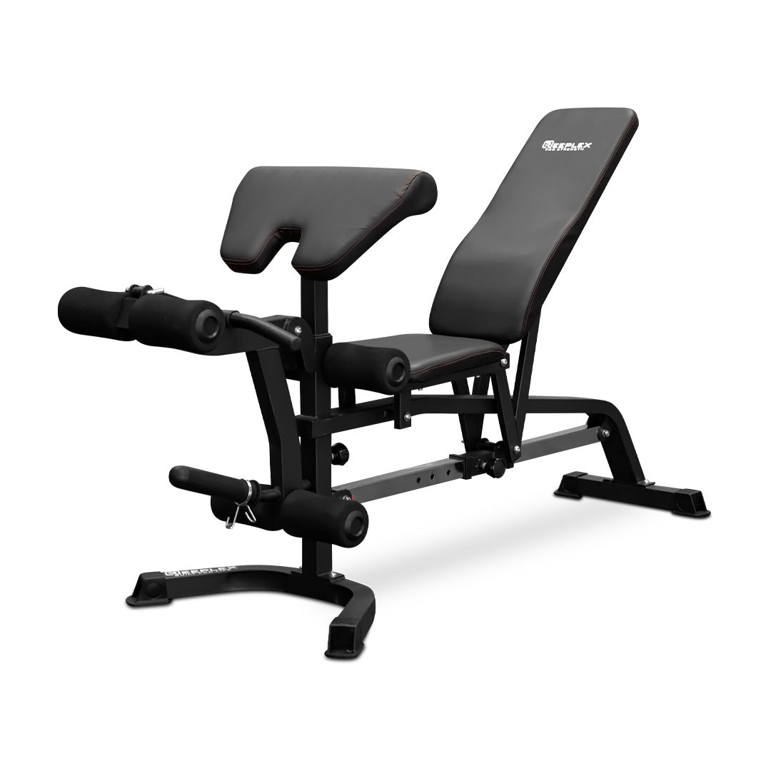 Reeplex WB65 adjustable bench with preacher pad and leg extensions