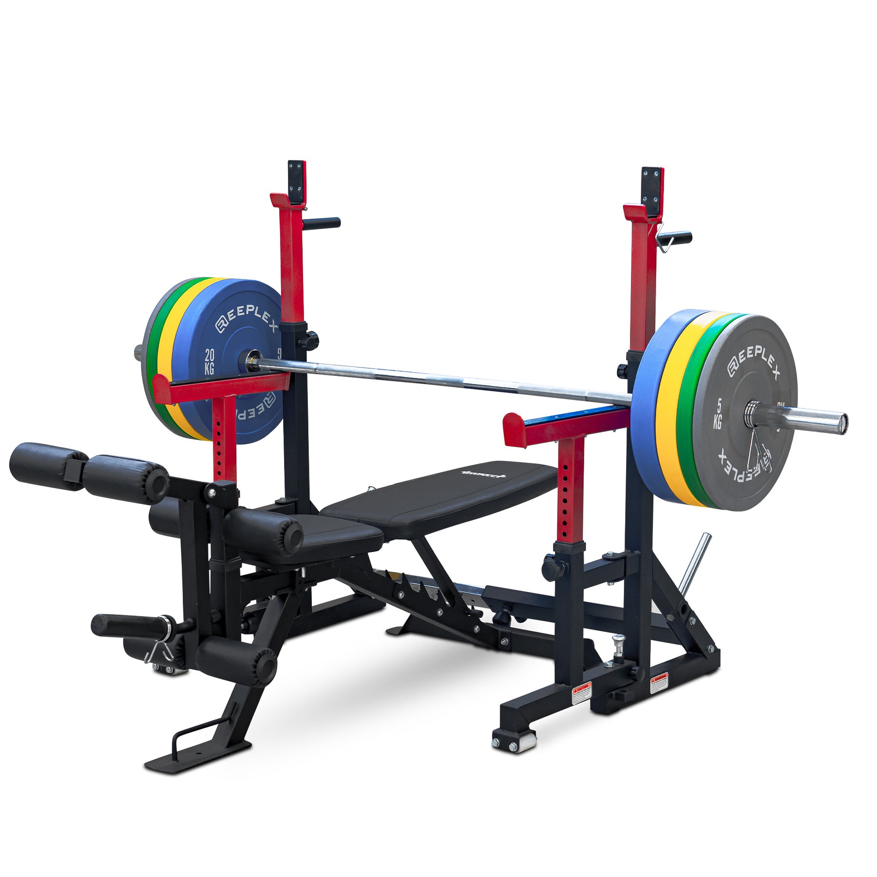 Reeplex SR10 Squat Rack + Adjustable Bench + 120kg Coloured Bumper Set