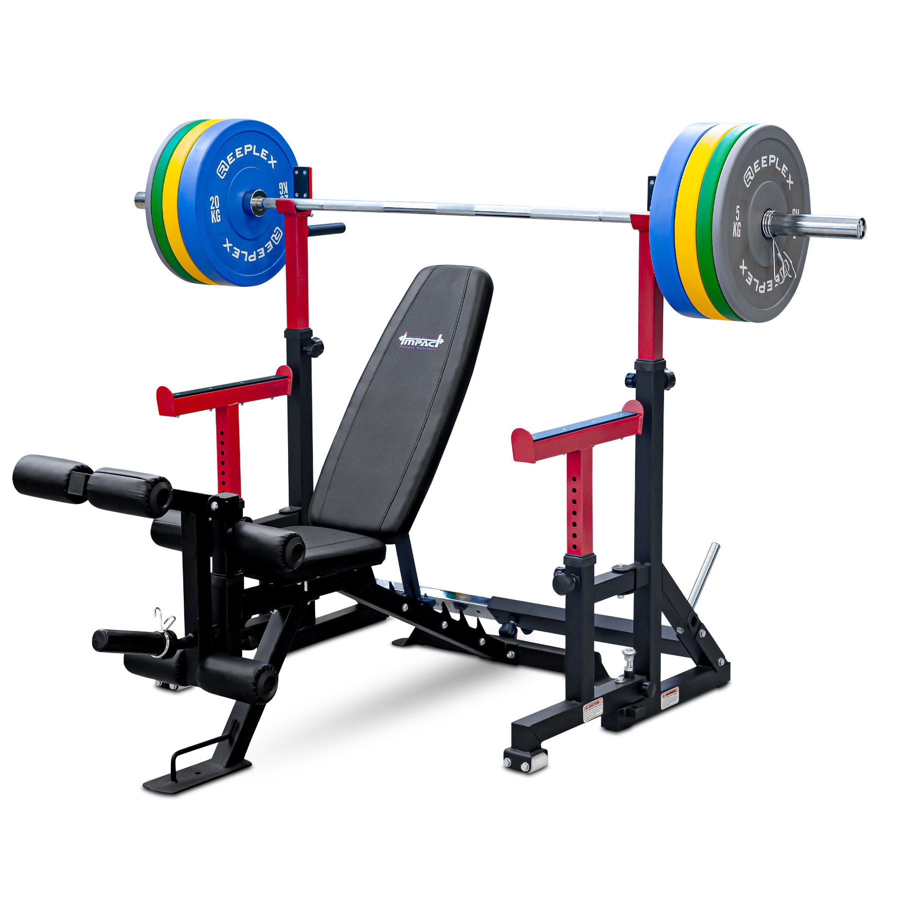 Reeplex SR10 Squat Rack + Adjustable Bench + 120kg Coloured Bumper Set