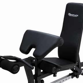 Reeplex CX3 Multi-station Gym + Adjustable Bench + 100kg Black Bumper Plates + Barbell + Leg Press + Jammer Arms