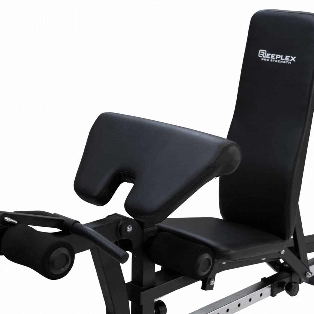 Reeplex Cx3 Multi Gym + Adjustable Bench + 100kg Weight Plates + Barbell + Leg Press + Jammer Arms