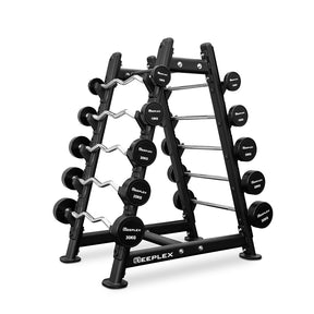 10-30kg Fixed Ez Curl Barbell + Fixed Straight Barbell Set + Rack