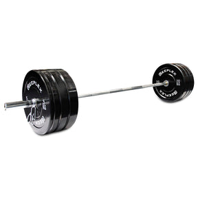 120kg Pro Olympic Barbell & Bumper Weight Set with Clips