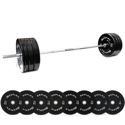 Pro Olympic Barbell/Bumper Weight Set with Clips