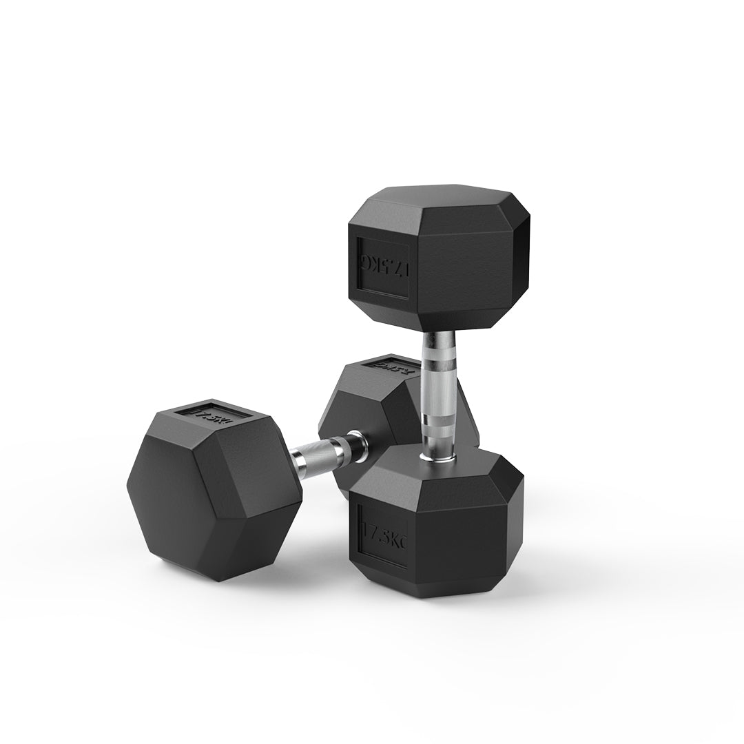 17 5kg Rubber Hex Dumbbell Pair Dynamo Fitness 17-5kg-rubber-hex-dumbbell-pair-dynamo-fitness
