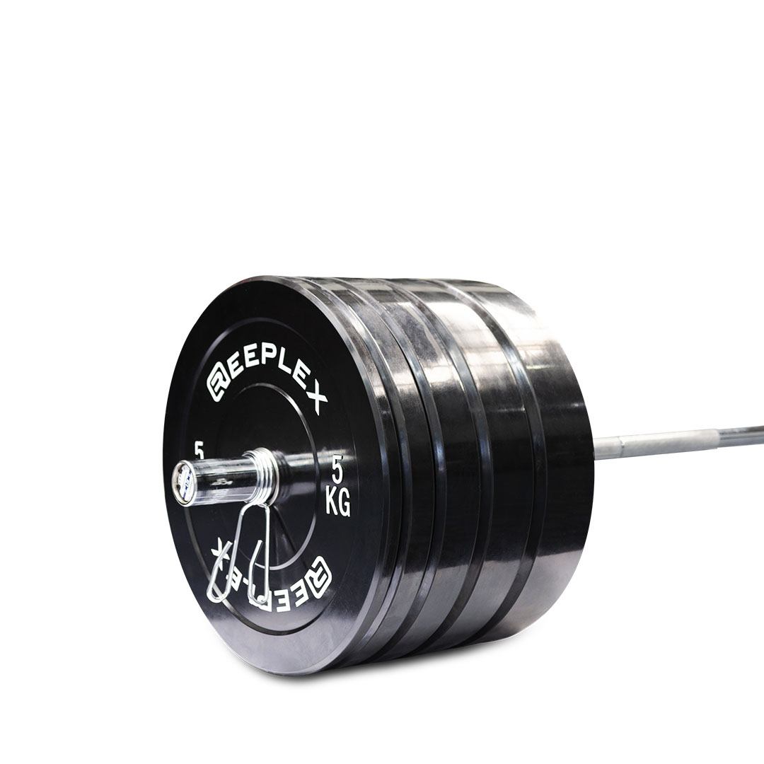 170kg Pro Olympic Barbell & Bumper Set with Clips 
