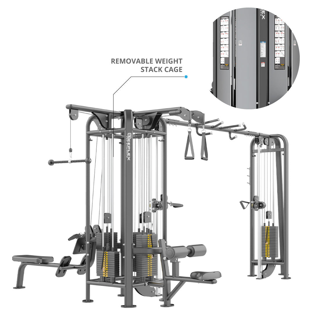 Reeplex Commercial 5 Station Jungle Gym with Heavy 150kg Weight Stacks
