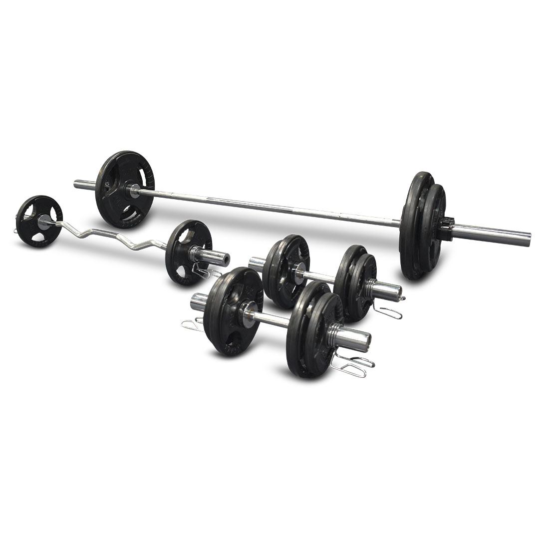 7ft Olympic Barbell + Ez Curl Bar + Adjustable Dumbbells Set