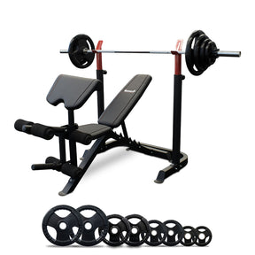 image of BP7 Bench Press + 7ft Barbell Weight Set 