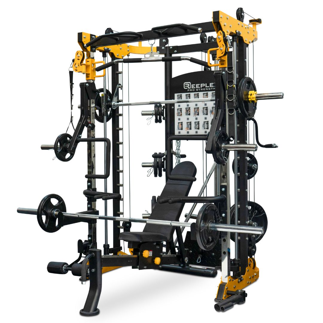 Reeplex CBT-PL Multi Station Gym + FID Bench + Jammer Arms + 100kg Weight Plates + Olympic Barbell