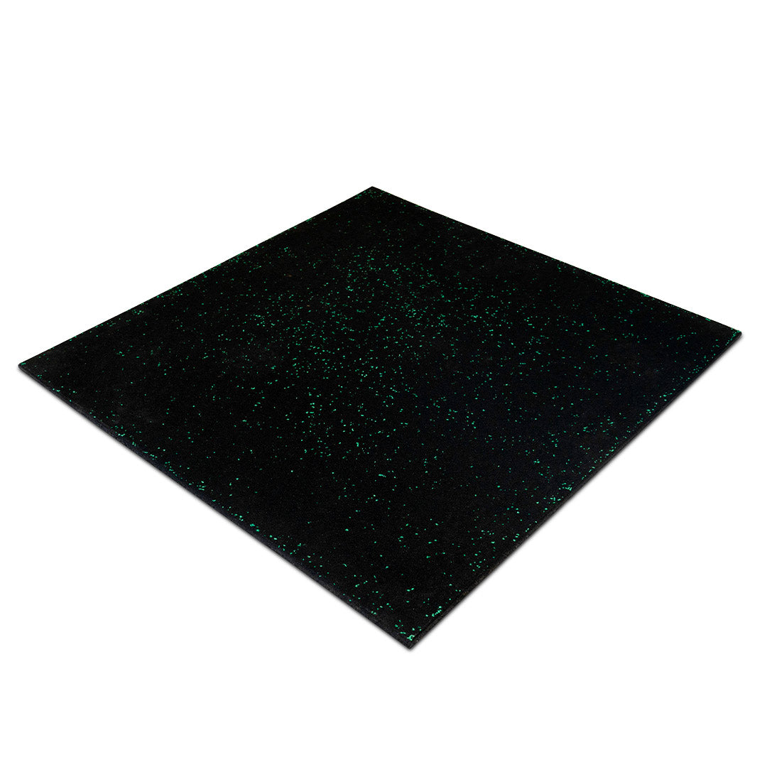 Rubber Gym Flooring 1m x 1m black with green fleck 1