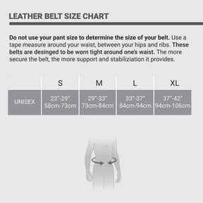 Harbinger Padded Leather Belt Size Chart
