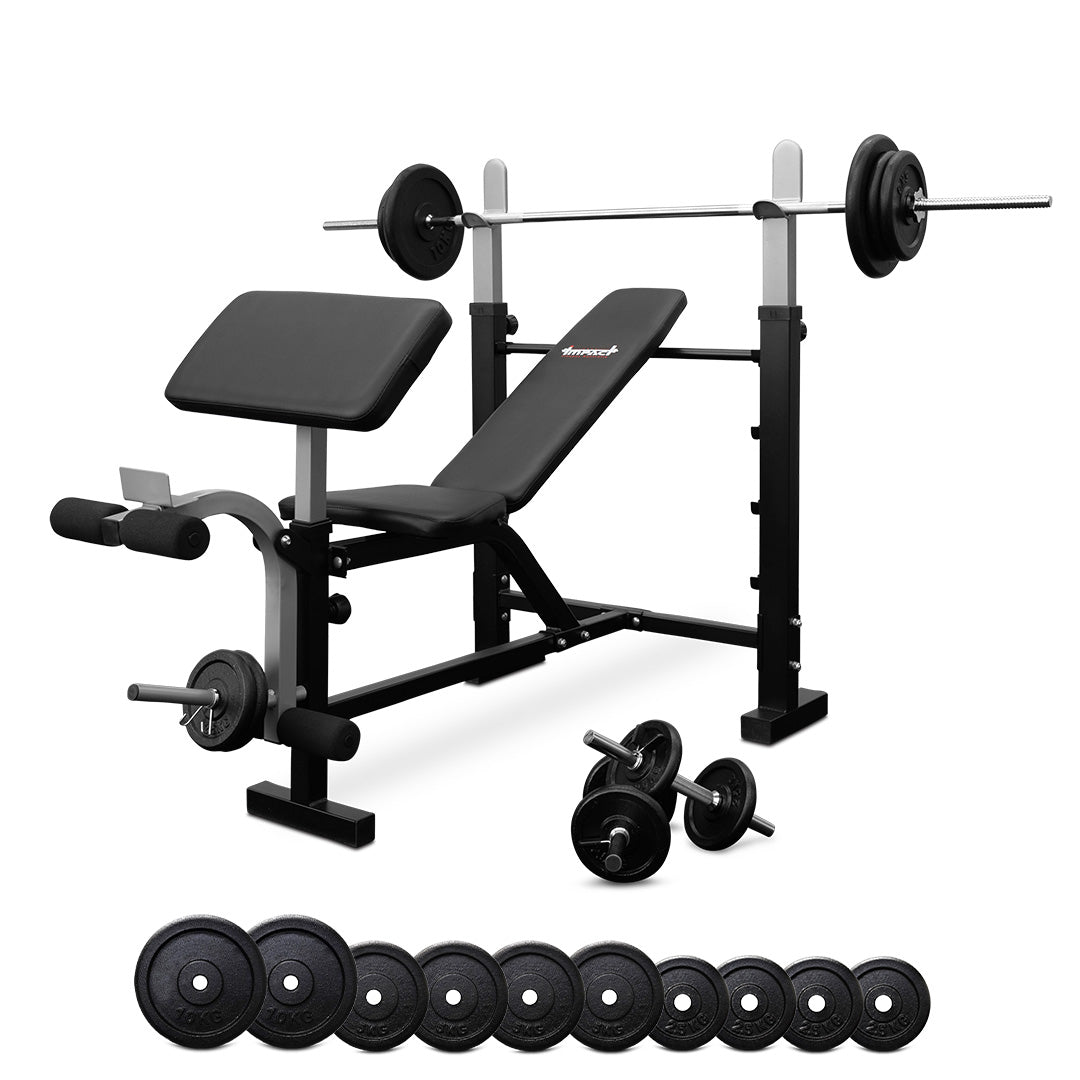 Impact BP5 Bench Press with Leg Extension 55kg Standard Barbell