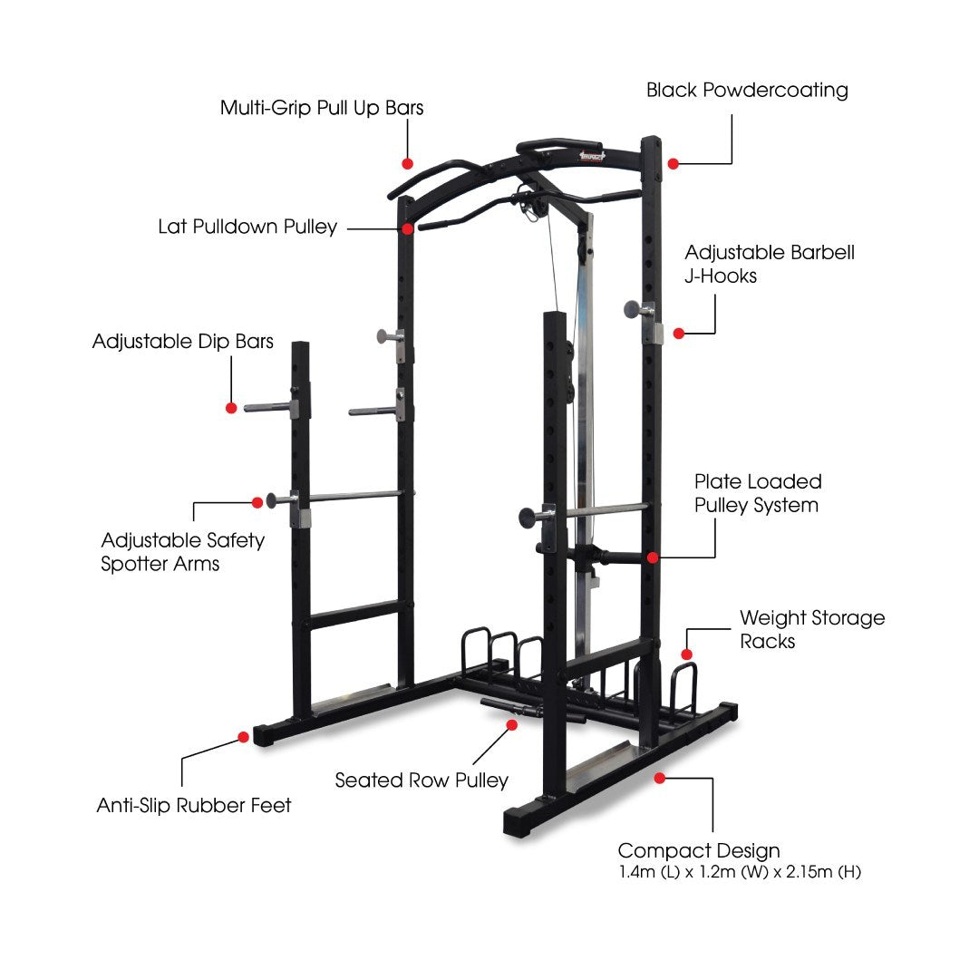 Squat Half Rack with Lat Pulldown & Row Pulley