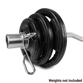 Reeplex Olympic Commercial EZ Curl Barbell with Clips
