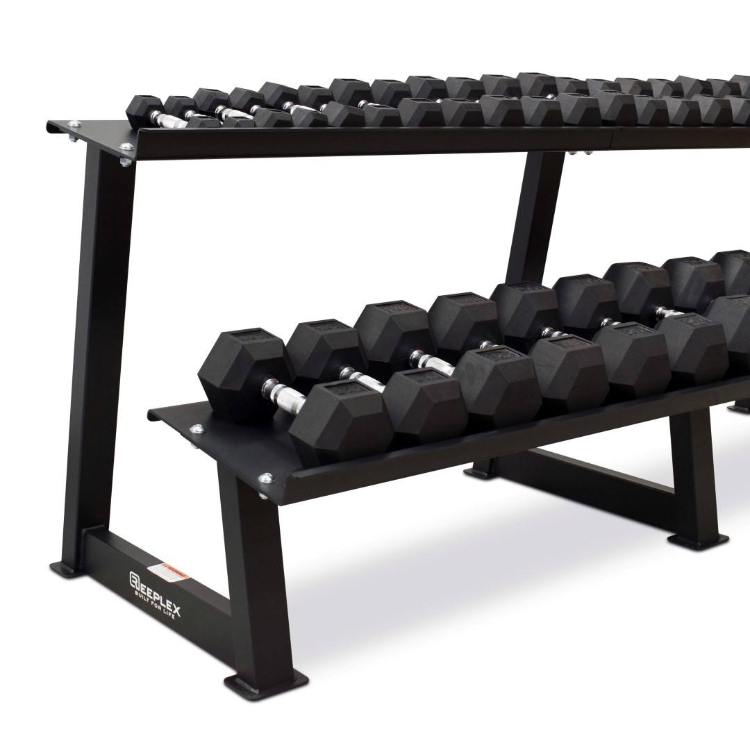 4-30kg Rubber hex Dumbbells + 2 Tier Dumbbell Rack