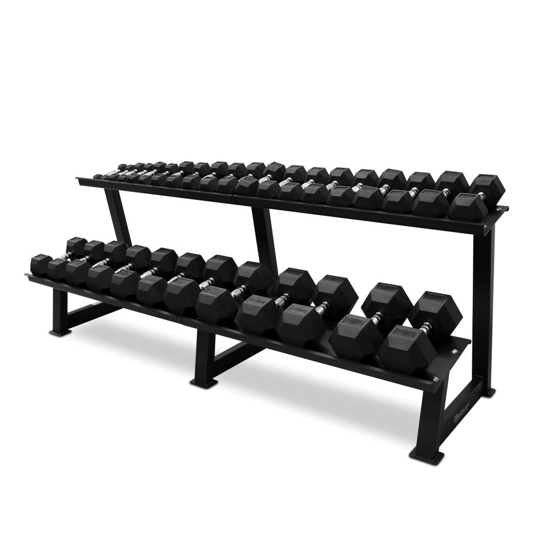 4-30kg Rubber hex Dumbbells + 2 Tier Dumbbell Rack