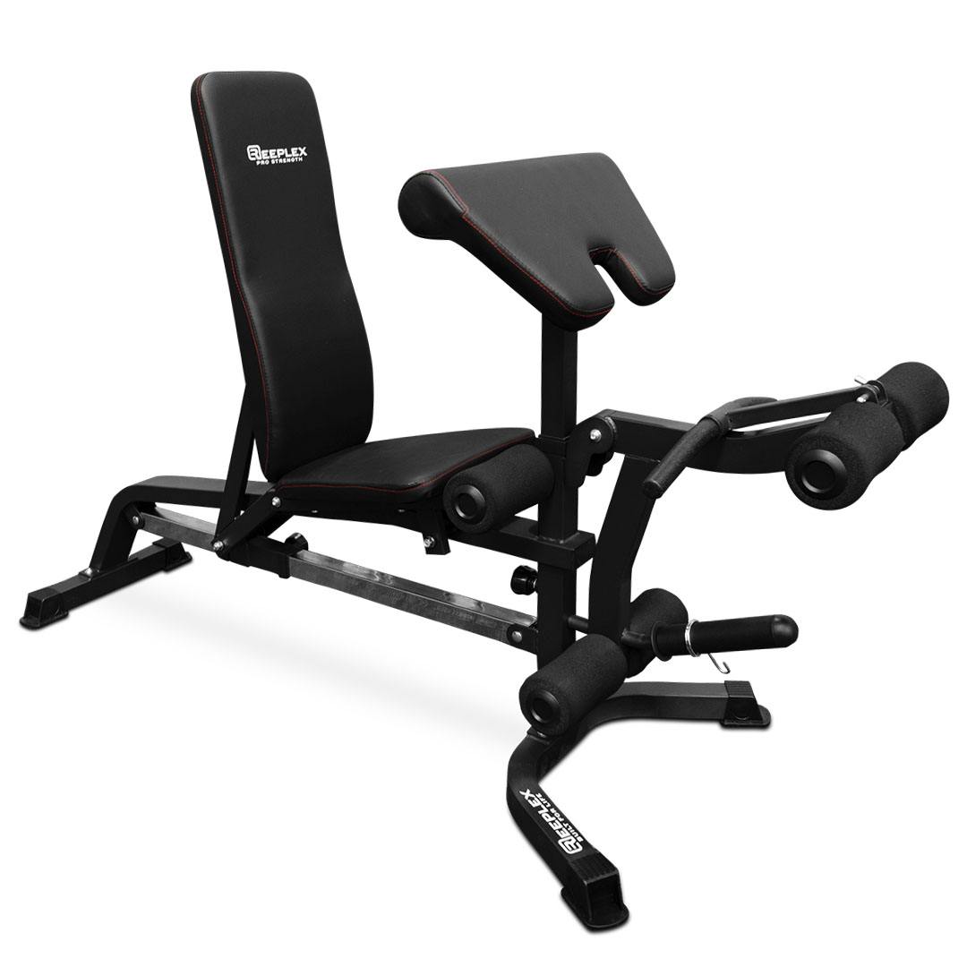 Adjustable bench With preacher Curl and leg developer