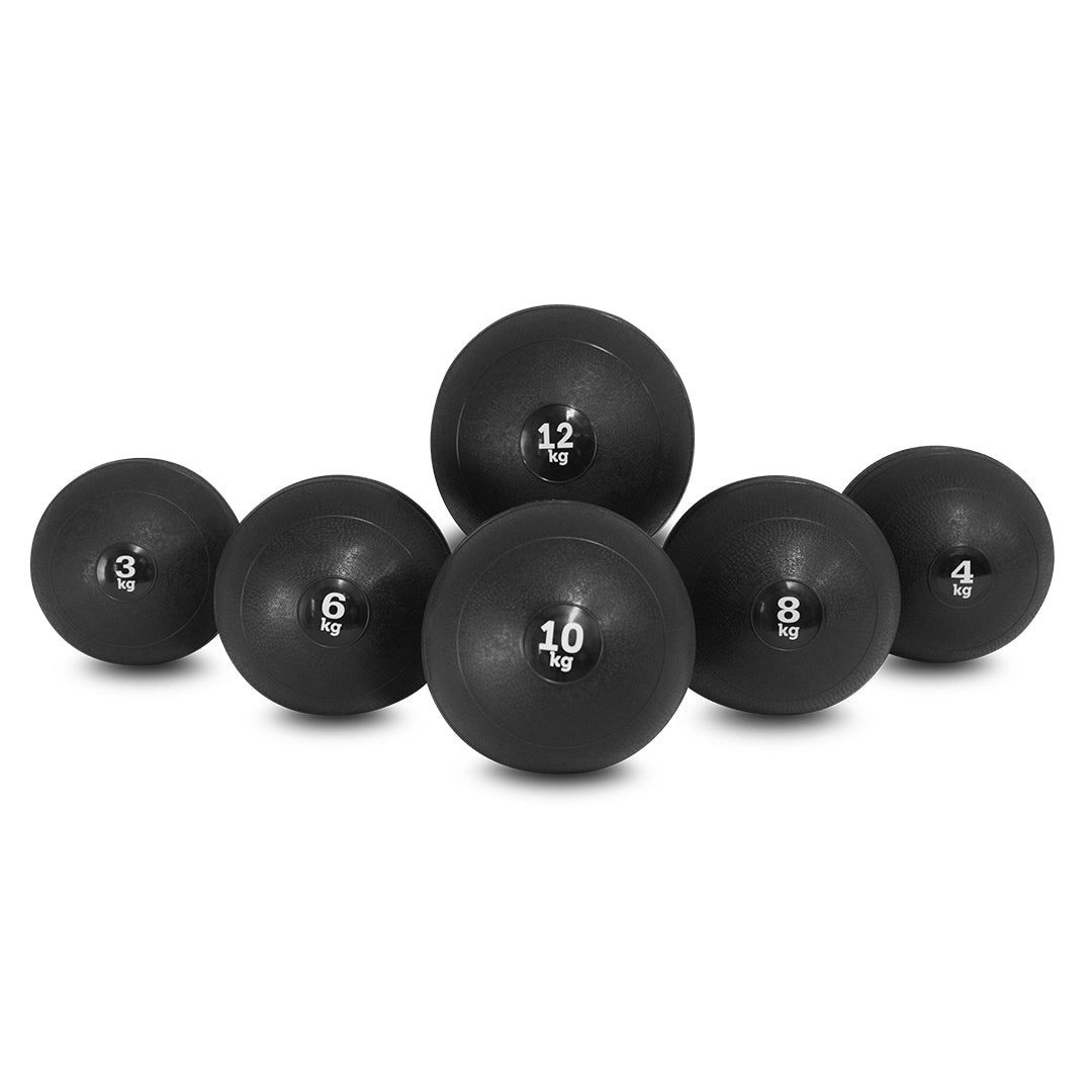 3 kg - 12 kg slam balls positioned in a V formation