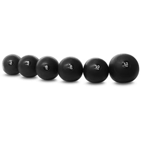 3 kg - 12 kg slam balls positioned in a line formation