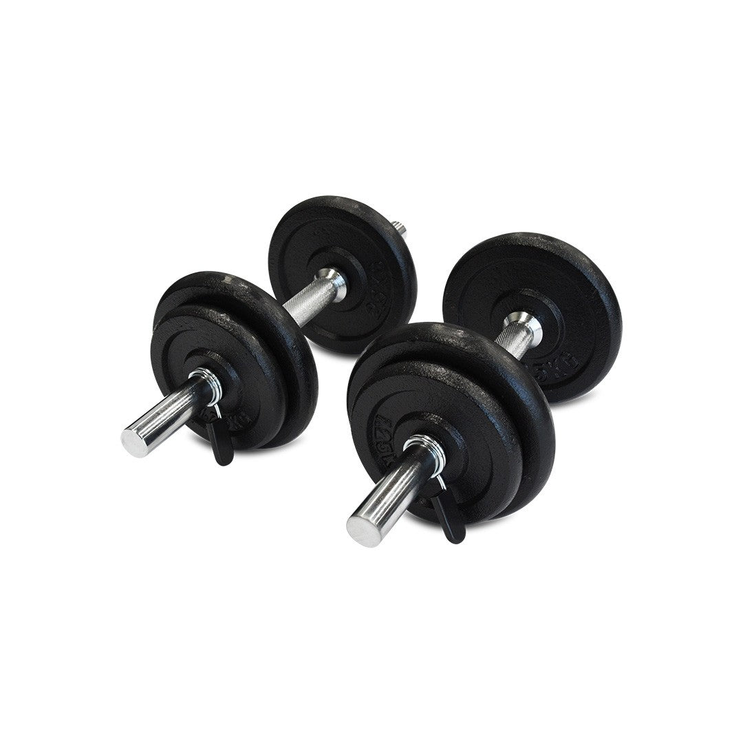 Reeplex Squat Rack / FID Bench Press + 115kg Standard Barbell + Dumbbell Weight Set